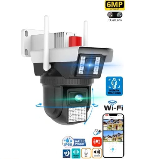 6MP Dual Lens 360° Görüş Hareketli  Waterproof Gece Görüş Sesli Görüşme Akıllı Kamera - QR-3040