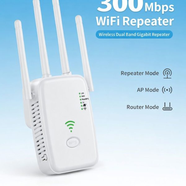 300 Mbps WiFi Güçlendirici - Dual Band 4 Antenli Menzil Genişletici - WİFİ Repeater
